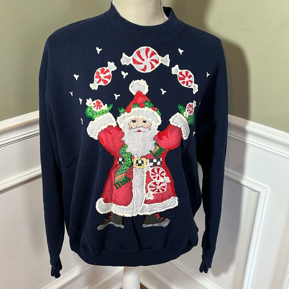 Vintage‎ 90s holiday Christmas sweatshirt handmade size large